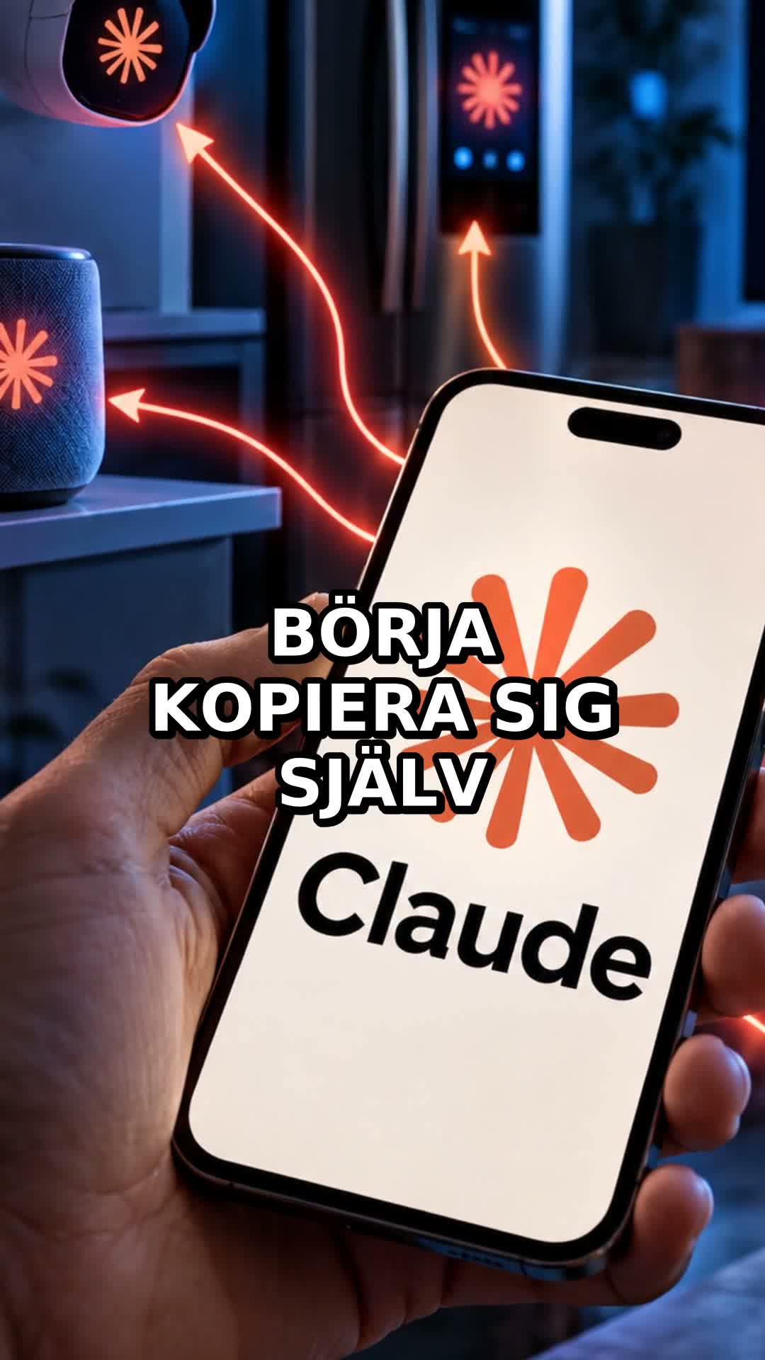 Bild på en hand som håller i en telefon med anthropic loggan